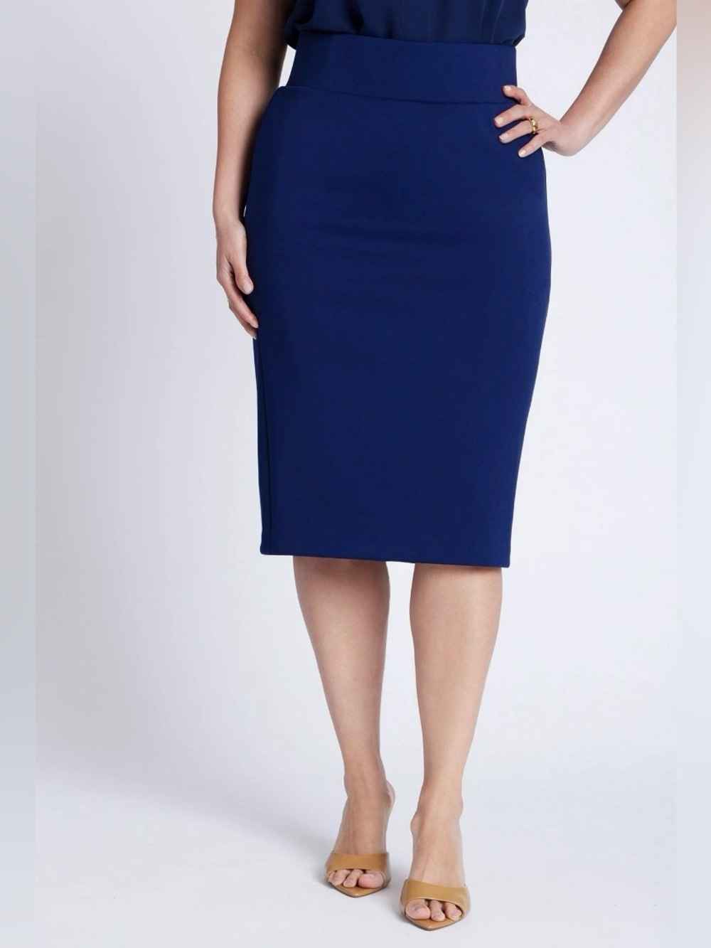 ELOQUII Women’s Plus Size Neoprene Pencil Skirt Women’s 20 Navy Pull On Hi-Rise